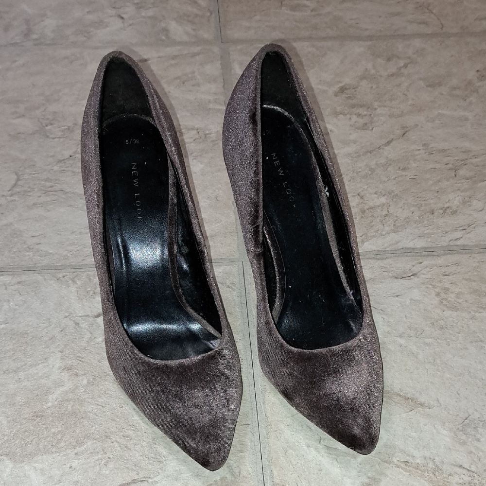New Look Dark Brown Velvet Women's Heels